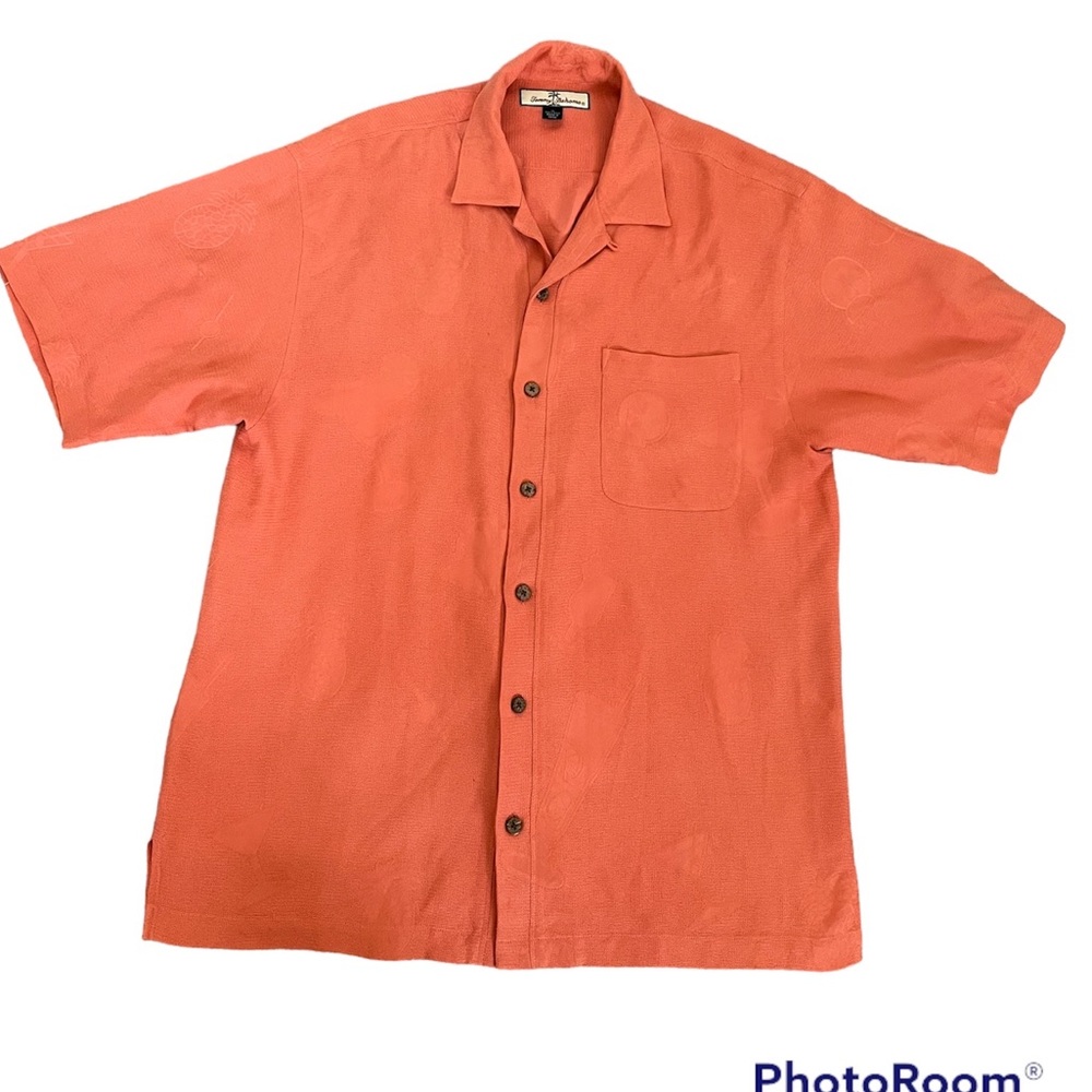 Tommy Bahama Men’s Button Down Isles Silk Camp orange Size M